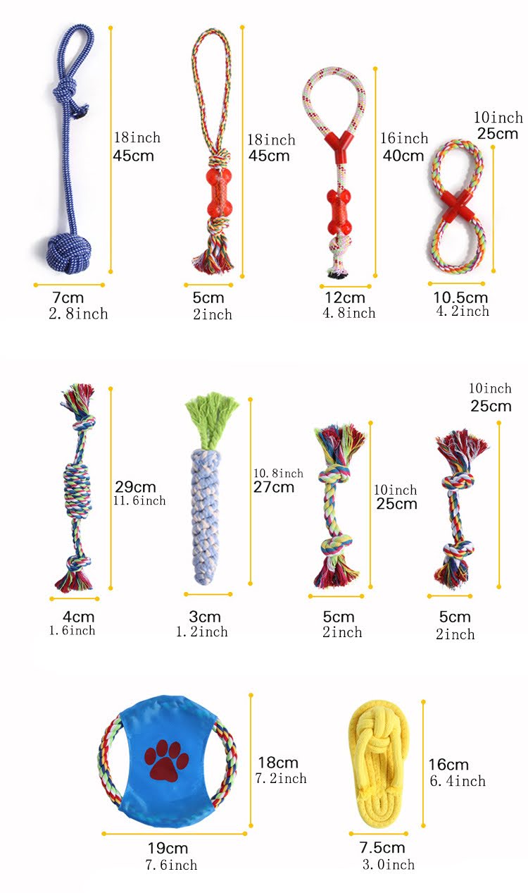 Fast Shipping 10 pcs Assorted Braided Cotton Rope dog Chew toys Teal Zeus