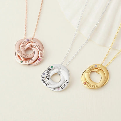 View details for Mom Necklace With Kids Names Birthstones, Children Birthstone Jewelry