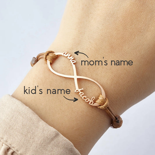 Mom Bracelet With Kids Names, Infinity Bracelet With Names,Mom Jewelry Green Millie