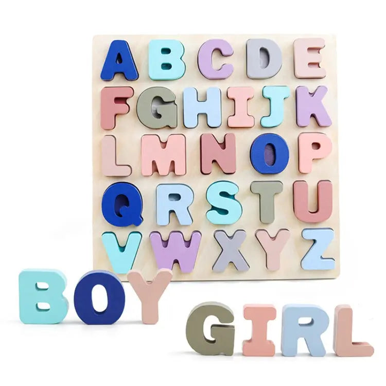Puzle de madera con números y letras | Aprendizaje del abecedario para niños pequeños