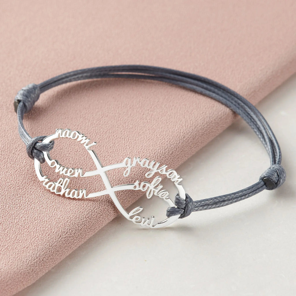 Mom Bracelet With Kids Names, Infinity Bracelet With Names,Mom Jewelry Green Millie