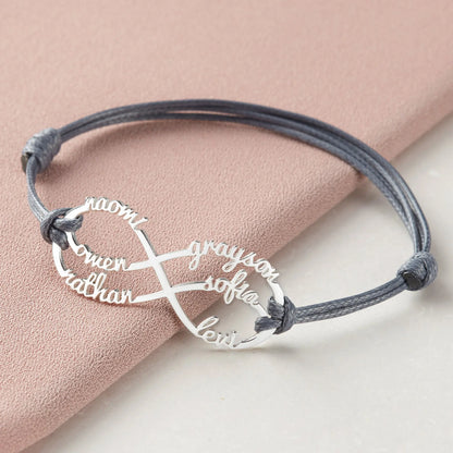 Mom Bracelet With Kids Names, Infinity Bracelet With Names,Mom Jewelry Green Millie