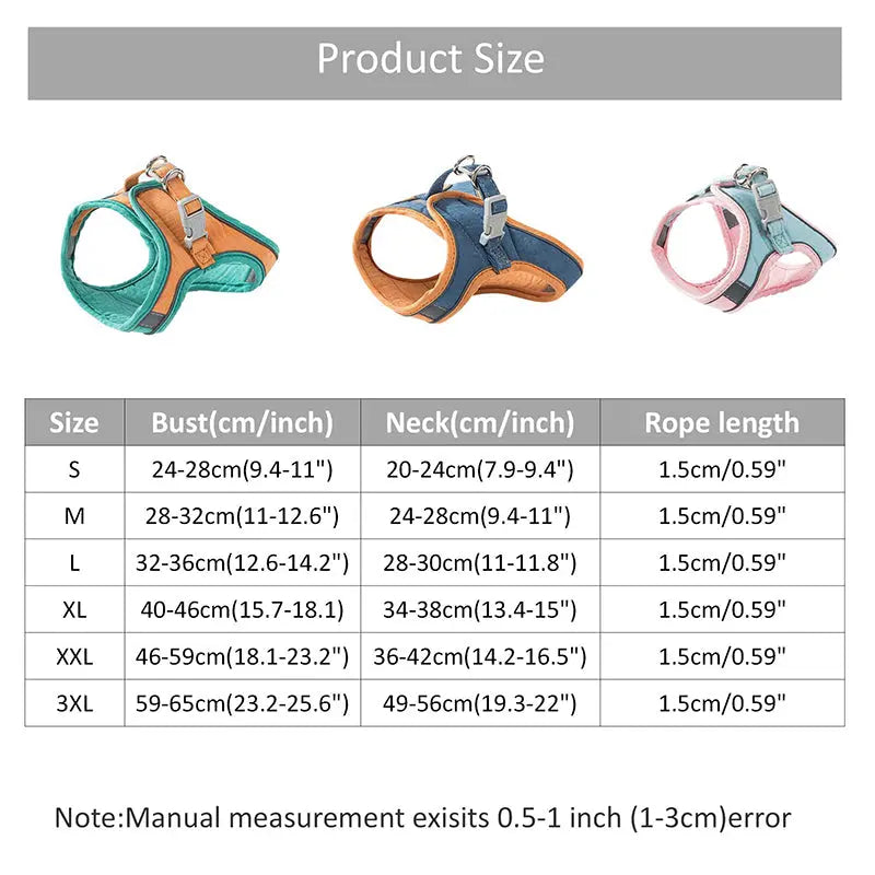  Adjustable Cat Harness With Leash Set Reflective Vest Pet Harnesses