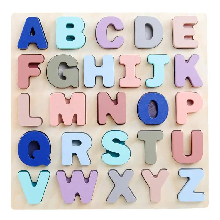Puzle de madera con números y letras | Aprendizaje del abecedario para niños pequeños