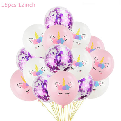 1 Set Unicorn Party Balloons Birthday Baloon Unicorn Decoration Latex Confetti Balloon Birthday Party Decoration Balloons Kids