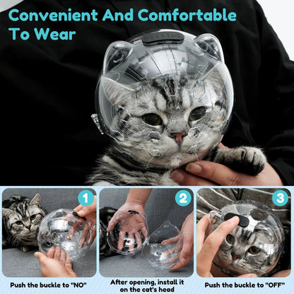 Cat Muzzle Anti-Bite Breathable Protective Space Hood Mask Cover Muzzle Helmet Cat Grooming Transparent Space Hood Pets Supplies