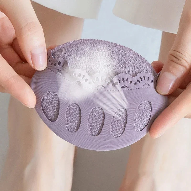 Forefoot Pads for Women High Heels Insoles for Feet Pain Care Five Toes Thin Breathable Ice Silk Invisible Socks Inserts 1Pair
