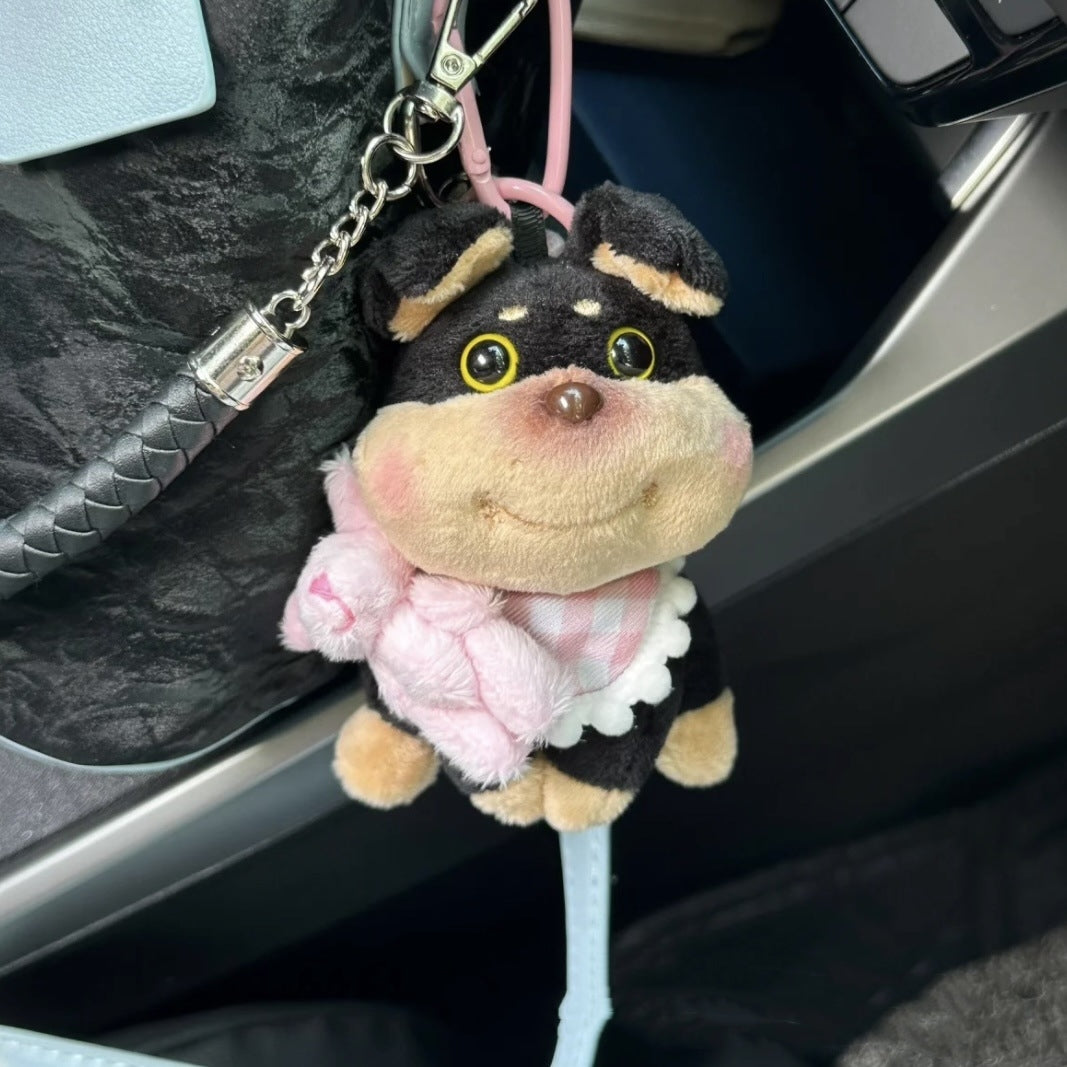 Llavero de muñeca con colgante de abeja y cachorro con sombrero