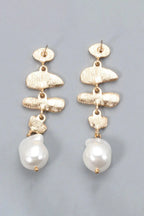  View details for Abnormal Shape Zinc Alloy Synthetic Pearl Dangle Earrings