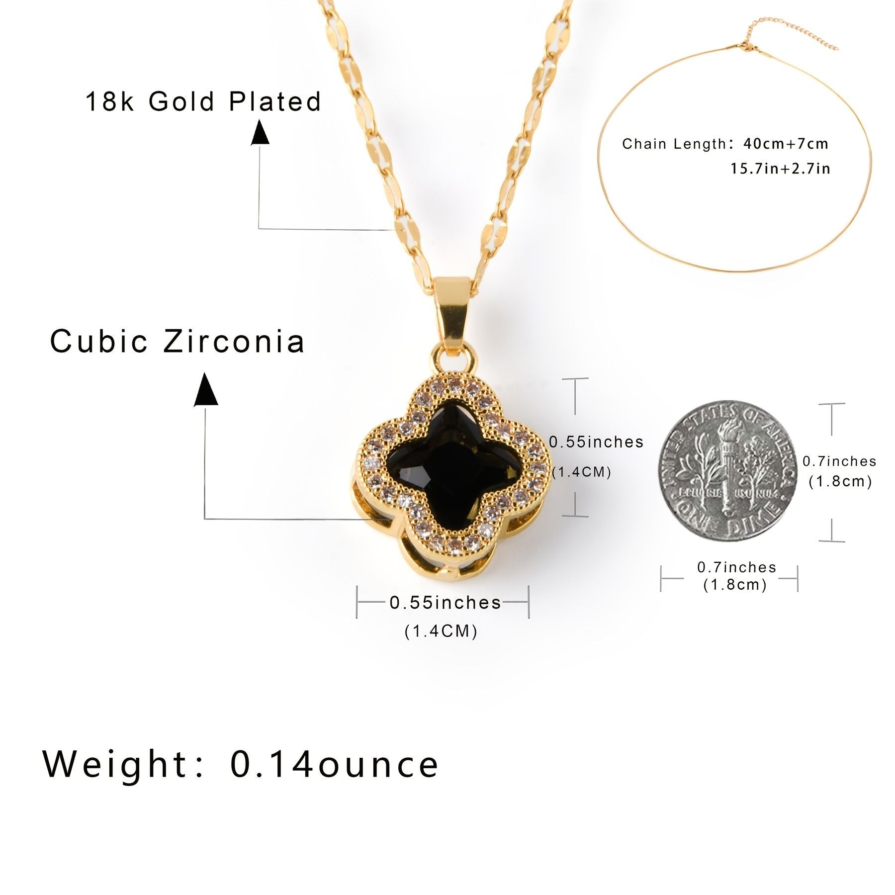 View details for Simple Flower Shape Pendant Necklace Inlaid Shiny Zircon 18K Gold 