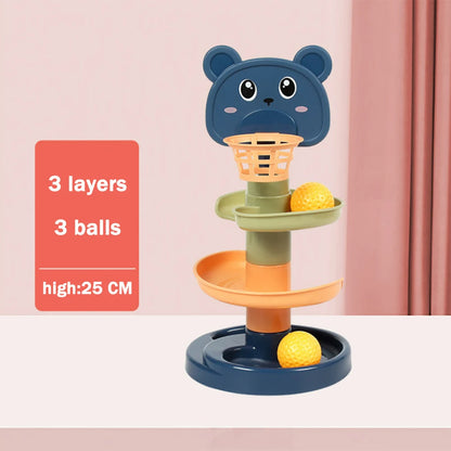 Montessori Baby Toys Rolling Ball Pile Tower Early Educational Toy for Babies Rotating Track Baby Gift Stacking Toy for Children