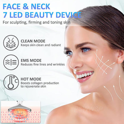 Neck & Face Massager - 3 Color Modes For Skin Rejuvenation and  Face Sculpting Amenos Dropshipping Store