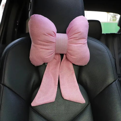 Bowknot Pillows Car Seat Neck Rest Pillow,Car Headrest Neck Cushion Pillows,Pink Car Accessories for Women