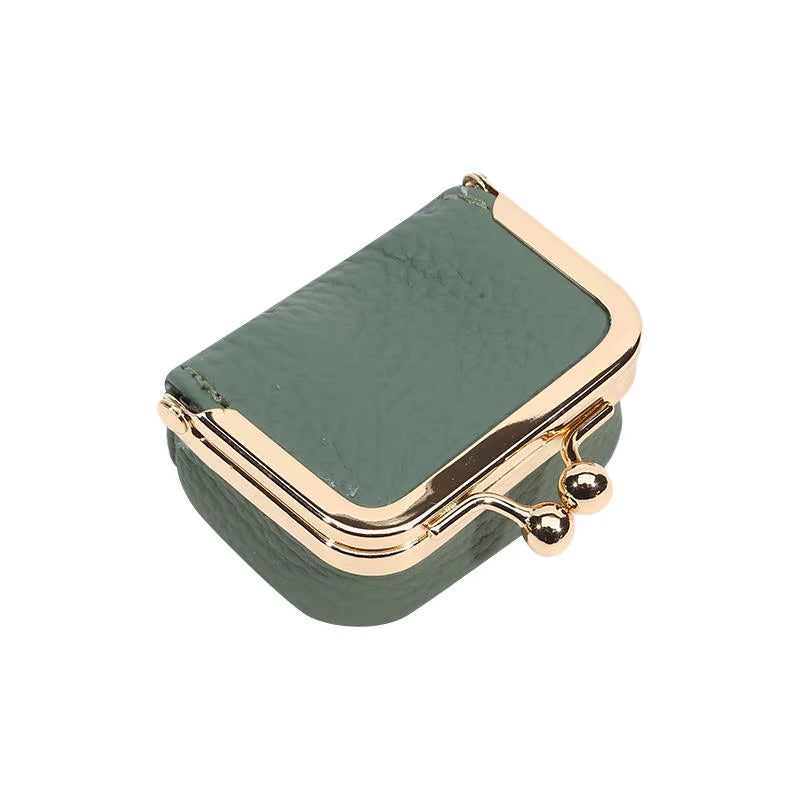Women'S Solid Color PU Leather Jewelry Box, Ring, Necklace, Earring Storage Mini Coin Wallet Small Bag Kiss Lock