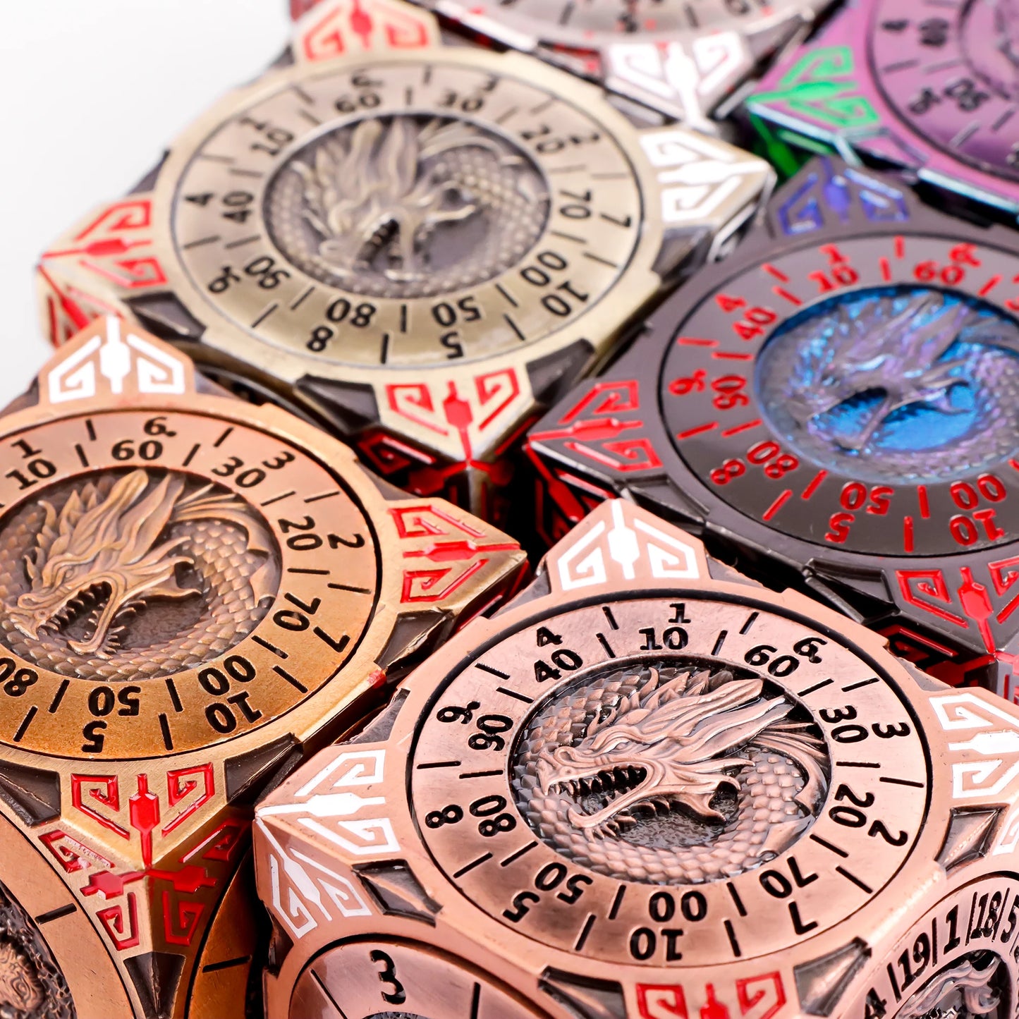 Six-Sided Gyro Dice，Dnd Metal Dice,Six Metal Dice ，Fantasy Gyro Dice，Dragon Polyhedral Dice