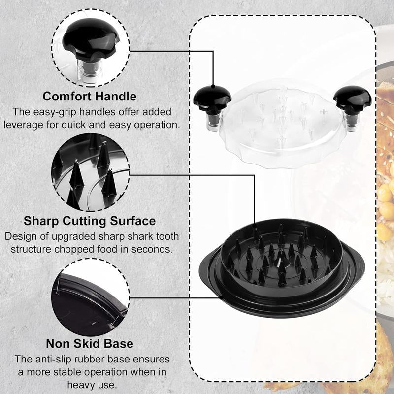 2025 Upgraded Chicken Shredder Tool Twist, Visible Meat Shredder Machine for Chicken Breast Beef Pork, No-Slip Strip & Ergonomic Handle, BPA Free