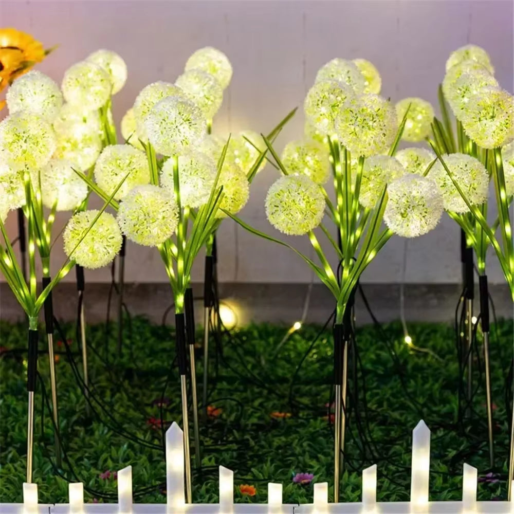 Solar Outdoor Dandelion Lights, LED Color Scallion Ball Lights, Lawn Lights, for Garden, Patio, Walkway, Lawn Decoration