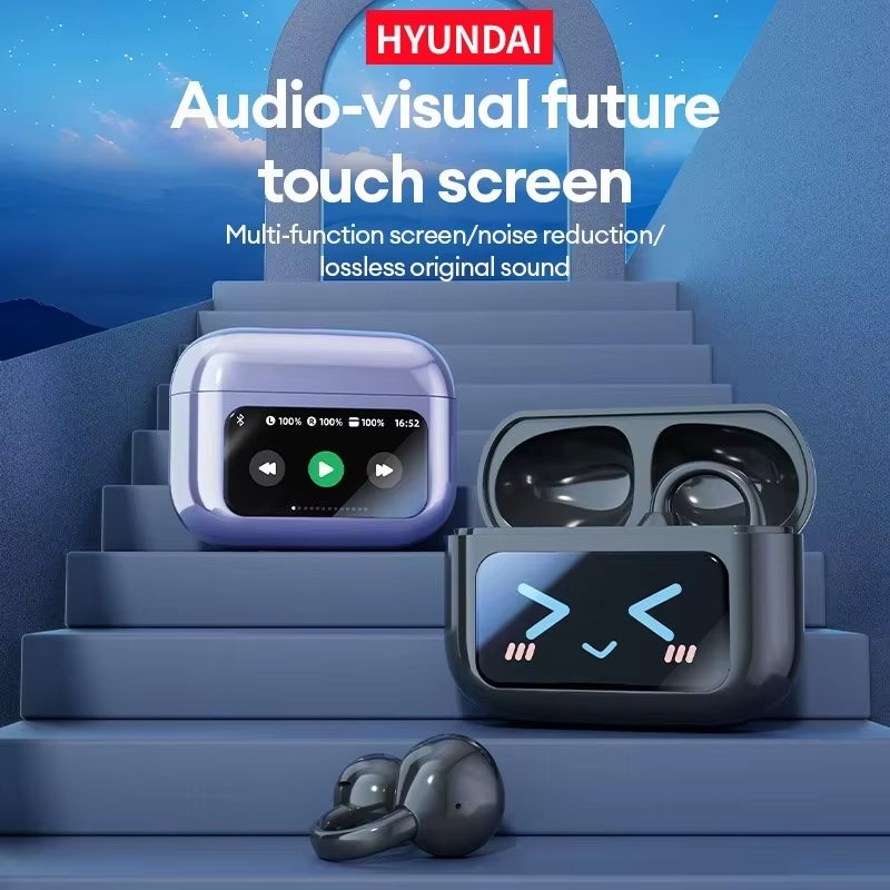 New  M100 LED Screen Anti-Loss Headphone AI Noise Reduction with HIFI Sound Bluetooth V5.4 Earphone Open Ear-Hook Earbuds