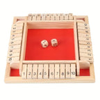 2-In-1 Wooden Dice Game Board, Family Party Fun Board Game, Multi-Color Chessboard Number Game, Ideal for Family Gatherings