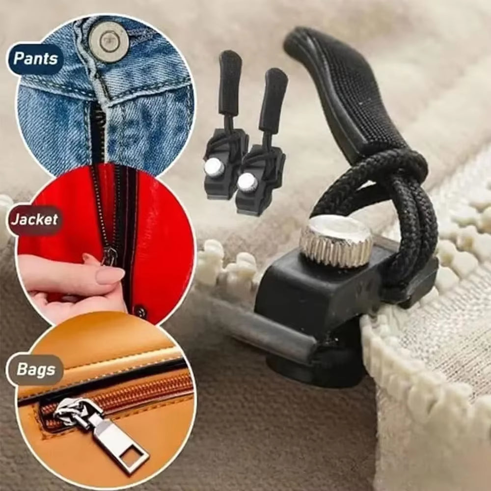 6 Pcs Universal Instant Zipper Repair Replacement Sliding Teeth Rescue Zipper Fixer Screw on for Bag 3 Different Size Sewing Kit