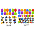 12/20 Pack Easter Basket Stuffers with Pull Back Cars Surprise Easter Eggs for Easter Egg Hunt Game Classroom Prize