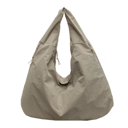 Women'S Solid Color Textured Draped Tote Bag Casual Reusable Canvas Shoulder Bags Large Capacity Shopping Bag All Match Underarm