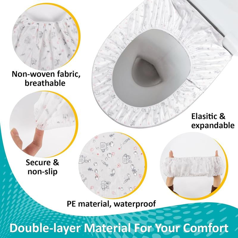 15-Pack Disposable Toilet Seat Covers – Waterproof Printed Non-Woven Toilet Mats, Individually Wrapped for Travel, Hotel, Hospital & Public Restroom Use Traditional