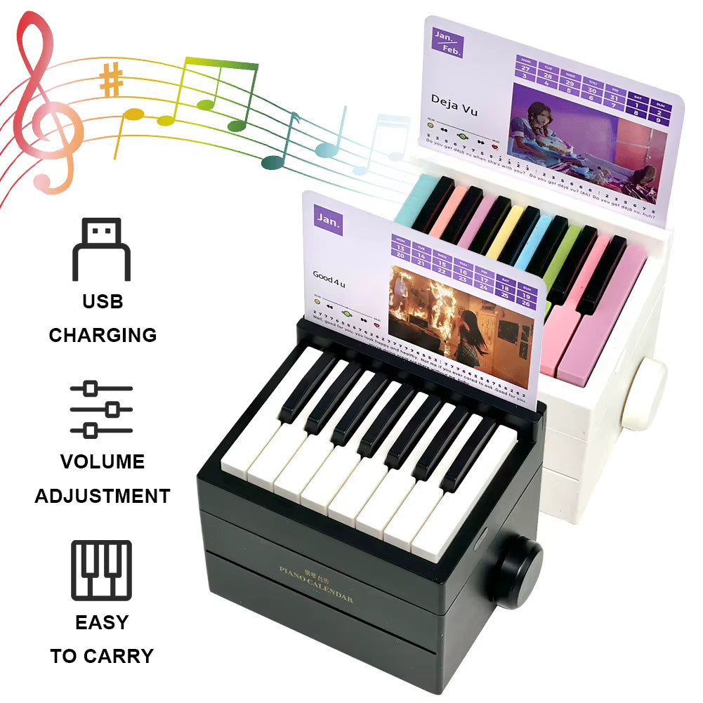 Singer Piano Calendar 2025 Playable Mini Piano Calendar Music Sheets Toy 15 Keys Piano Desk Calendar Gift for Fans