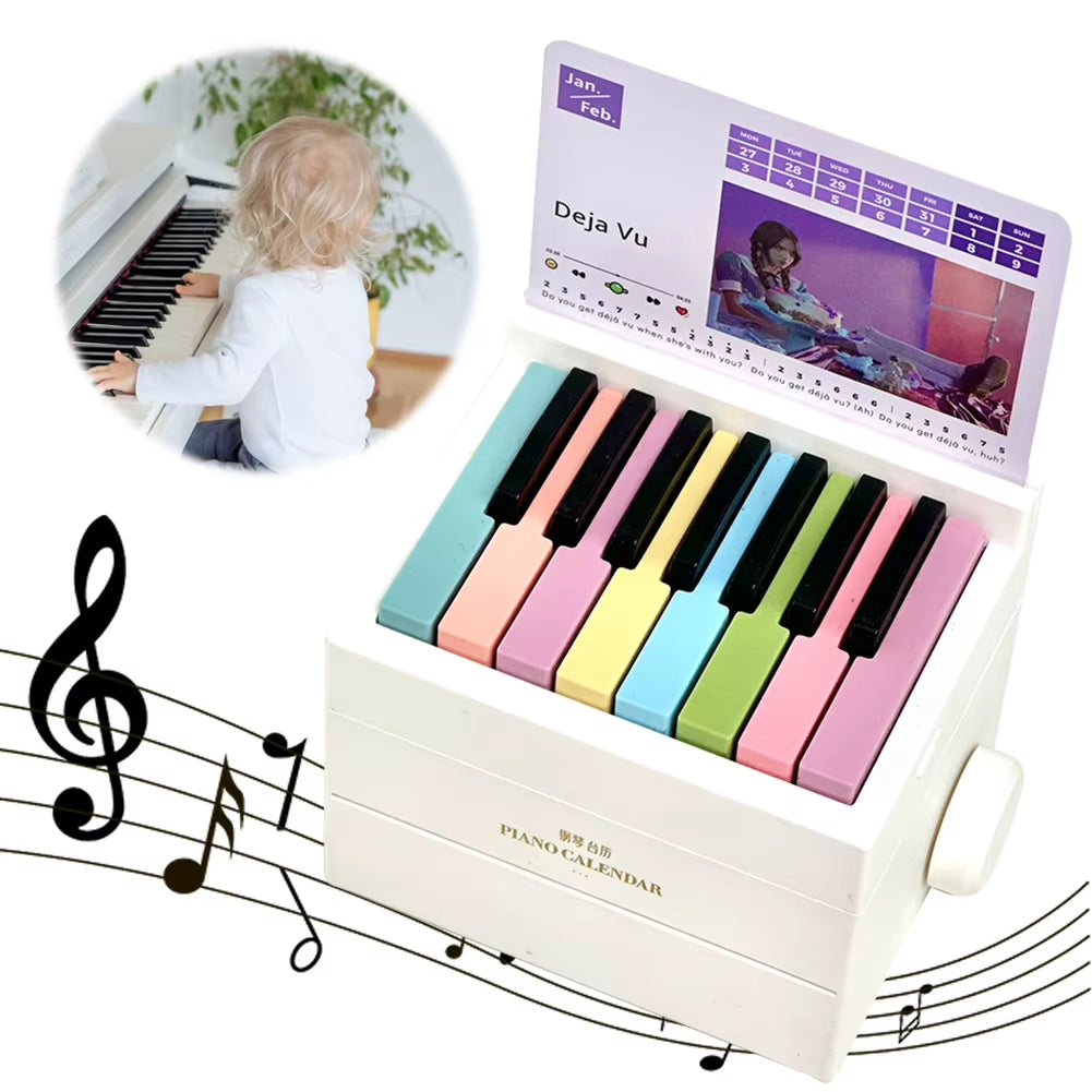 Singer Piano Calendar 2025 Playable Mini Piano Calendar Music Sheets Toy 15 Keys Piano Desk Calendar Gift for Fans