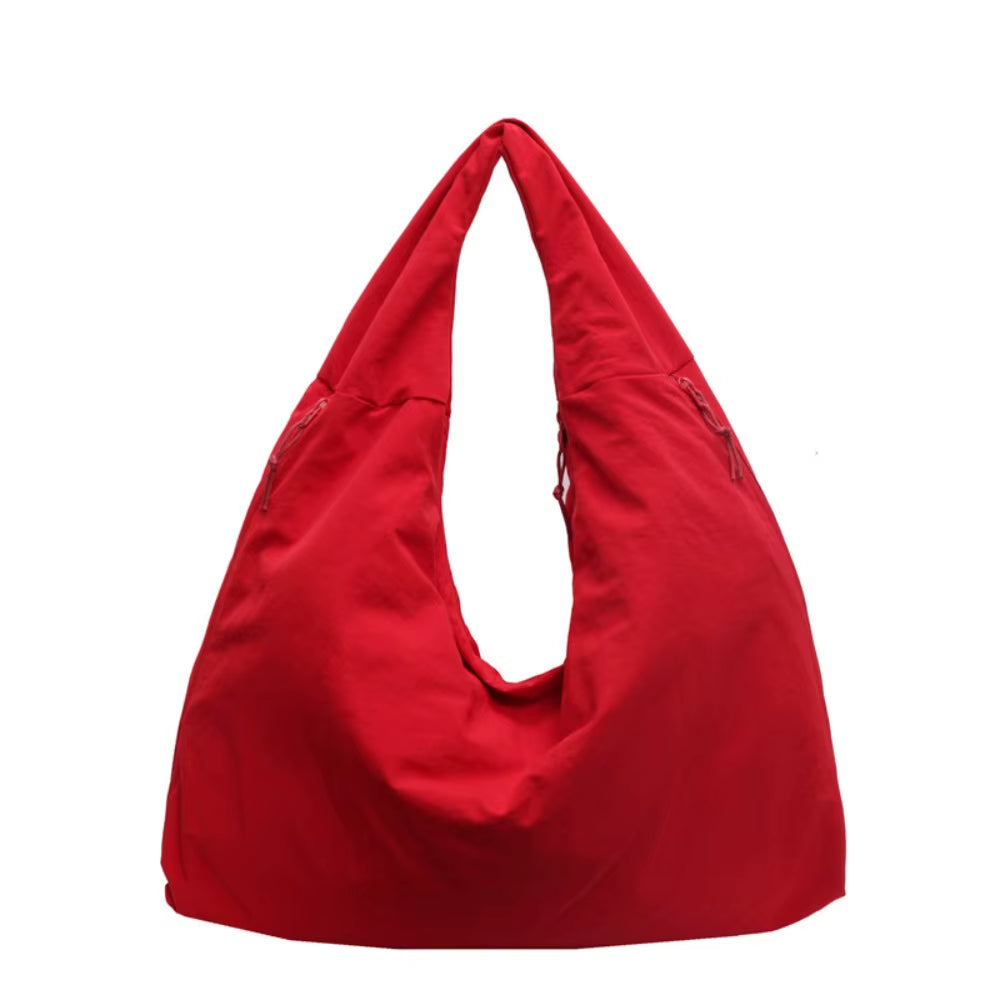 Women'S Solid Color Textured Draped Tote Bag Casual Reusable Canvas Shoulder Bags Large Capacity Shopping Bag All Match Underarm