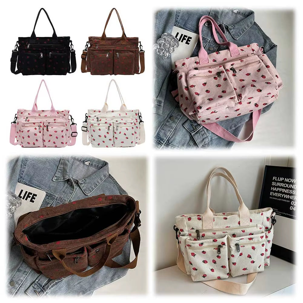 Women Strawberry Shoulder Bag Trendy Commuting Bag Zipper Closure Stylish Crossbody Bag Simple Messenger Bag Outdoor Travel Bag