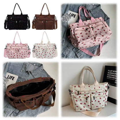 Women Strawberry Shoulder Bag Trendy Commuting Bag Zipper Closure Stylish Crossbody Bag Simple Messenger Bag Outdoor Travel Bag