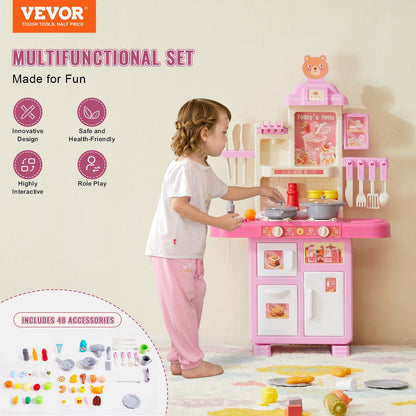 Christmas Gift VEVOR Kitchen Playset Kids Pretend Cooking Play Toy 48 Piece Accessories CJDropshipping