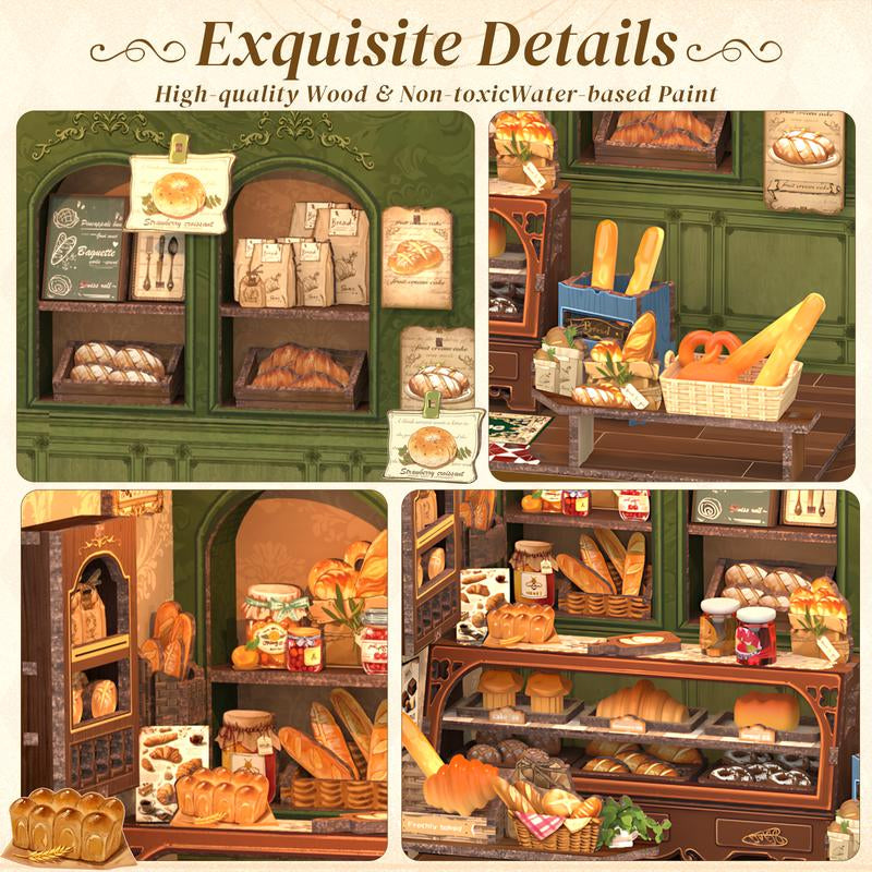 【MRS.HUNT BAKERY】CUTEBEE Dollhouse Miniature with Furniture, DIY Wooden Dollhouse Kit plus Dust Proof, Creative Room Idea