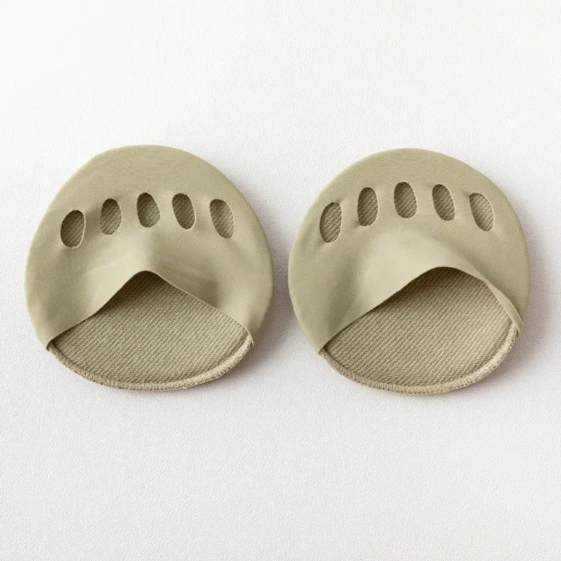Forefoot Pads for Women High Heels Insoles for Feet Pain Care Five Toes Thin Breathable Ice Silk Invisible Socks Inserts 1Pair