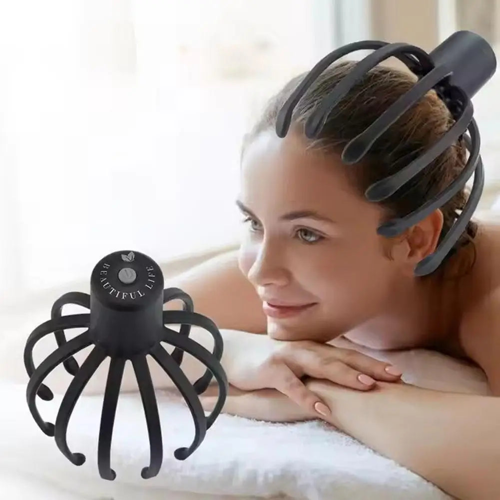 NEW Electric Octopus Claw Scalp Massager Stress Relief Therapeutic Stimulation Head Hands Free Rechargable Relief Hair Scra X6O2