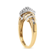 10K Yellow Gold 1/2 Cttw Diamond Pear Shaped Head and Multi Row Channel Set Shank Ring (H-I Color, SI2-I1 Clarity)