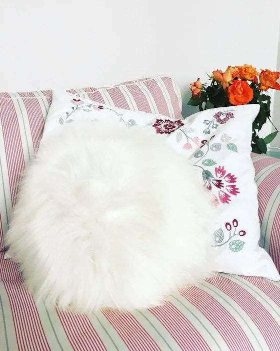 Decorative Round Furry Pillow.