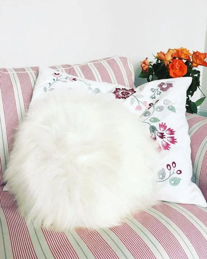 Decorative Round Furry Pillow.