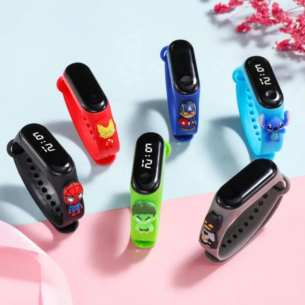 Marvel Spider-Man Children's Cartoon Fashion Watches Stitch Iron Man Electronic Digital LED Display Waterproof Holiday Gift Kids Shop1104298432 Store