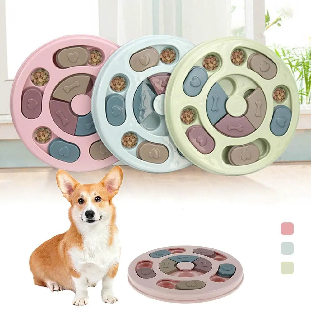 Pet Dog Puzzle Toys Round Interactive Slow Dispensing Feeding Pet Dog Yellow Angel