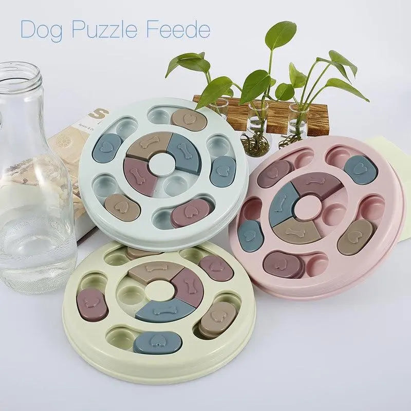 Pet Dog Puzzle Toys Round Interactive Slow Dispensing Feeding Pet Dog Yellow Angel