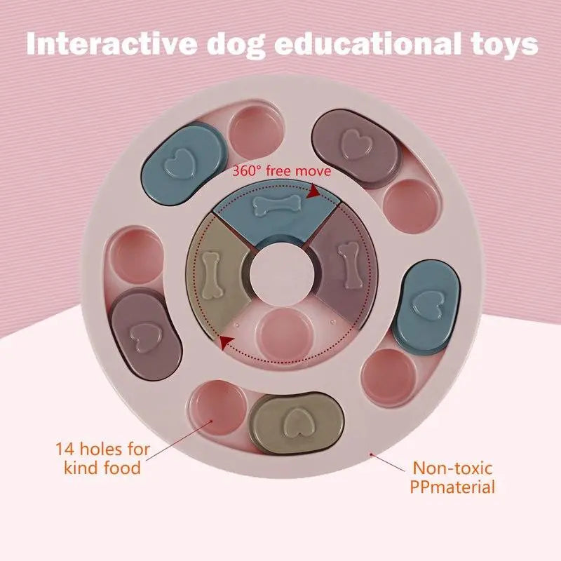 Pet Dog Puzzle Toys Round Interactive Slow Dispensing Feeding Pet Dog Yellow Angel