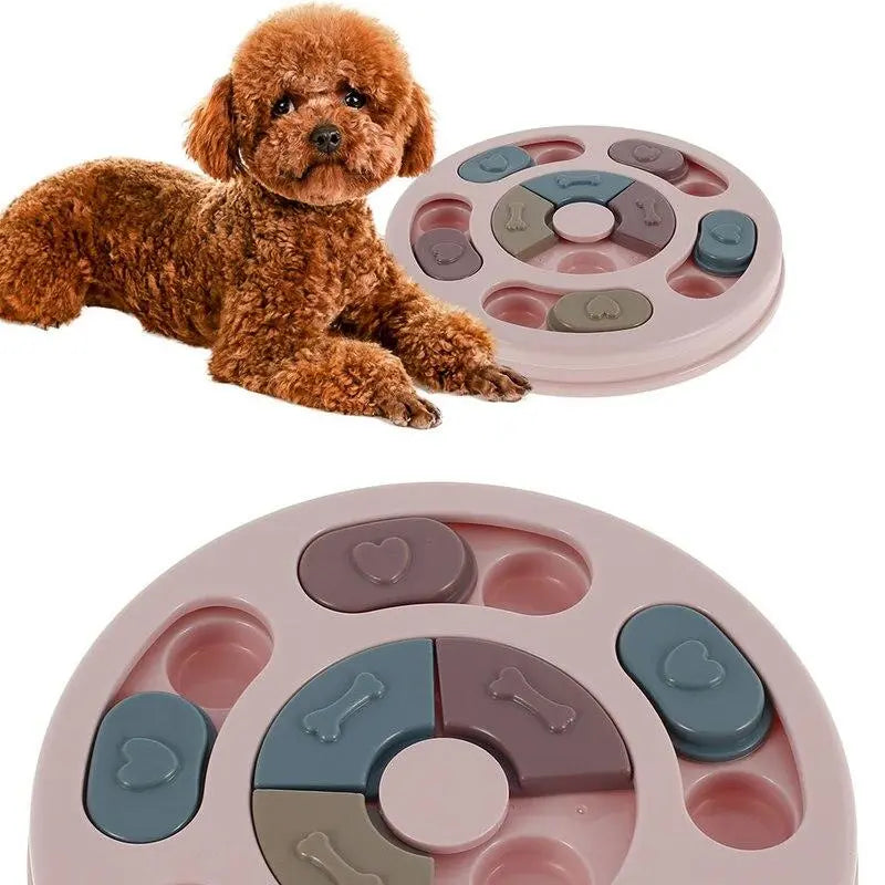 Pet Dog Puzzle Toys Round Interactive Slow Dispensing Feeding Pet Dog Yellow Angel
