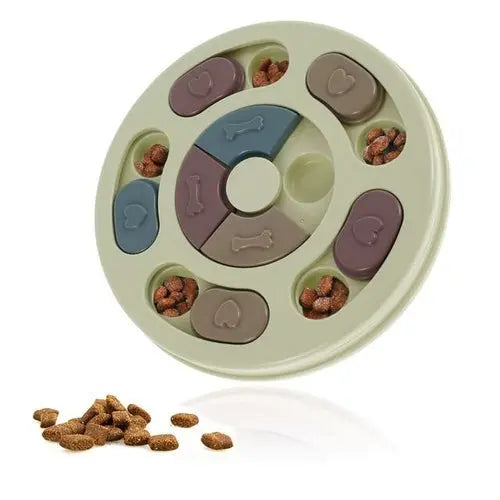 Pet Dog Puzzle Toys Round Interactive Slow Dispensing Feeding Pet Dog Yellow Angel