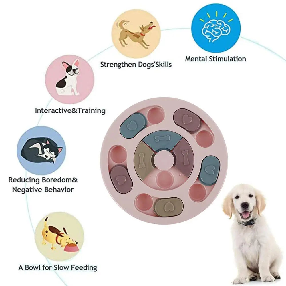 Pet Dog Puzzle Toys Round Interactive Slow Dispensing Feeding Pet Dog Yellow Angel