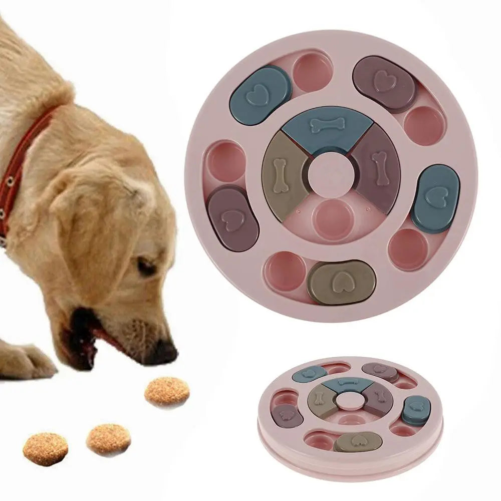 Pet Dog Puzzle Toys Round Interactive Slow Dispensing Feeding Pet Dog Yellow Angel
