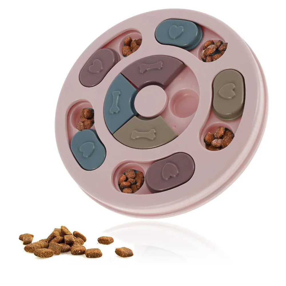 Pet Dog Puzzle Toys Round Interactive Slow Dispensing Feeding Pet Dog Yellow Angel