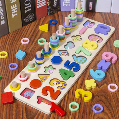 View details for 3-in-1 Wooden Educational Toy - Color, Number & Shape Puzzle