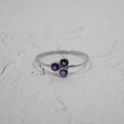 Amethyst Cluster Sterling Silver Ring